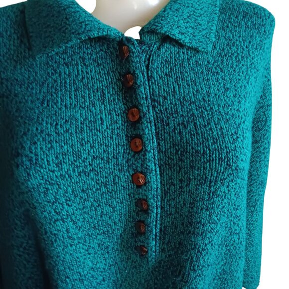 Vintage Women's Sweater Venezia Sportswear Pullover Green Knit OSFA One Size 90s - Picture 4 of 7